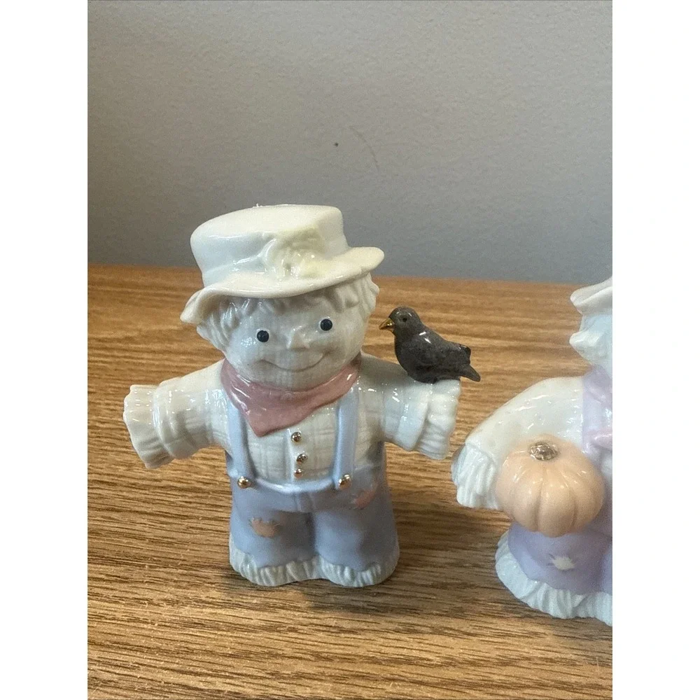 Lenox A Dash Of Autumn Salt Pepper Shaker‎ Set Fall Scarecrow Couple Collectable
